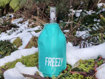 Wine in Freezy sitting in snow